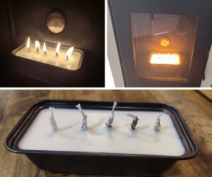 estufa de pellets con velas