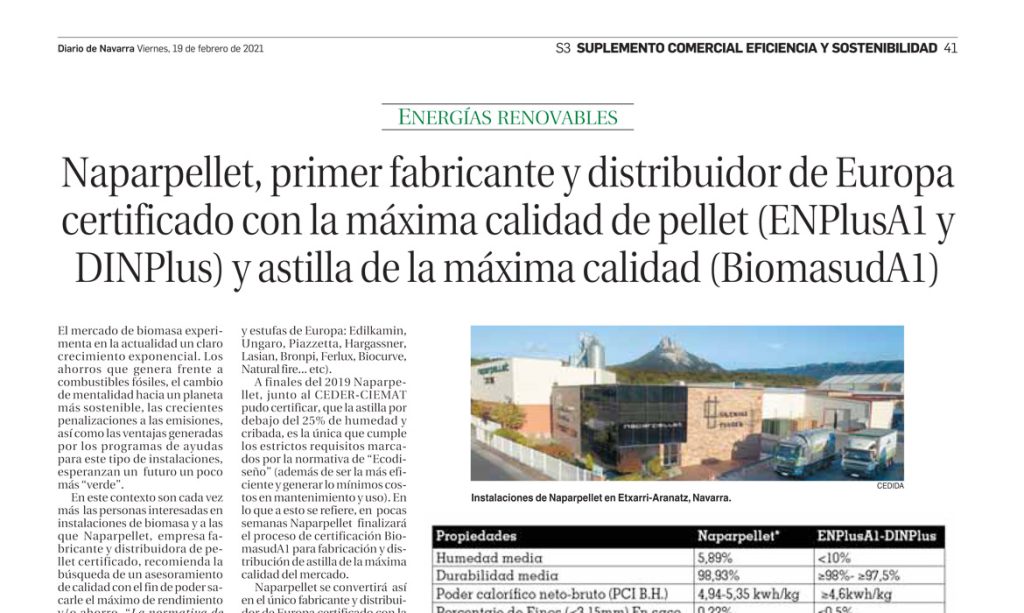 Naparpellet – Fabricante y distribuidor certificado de Biomasa